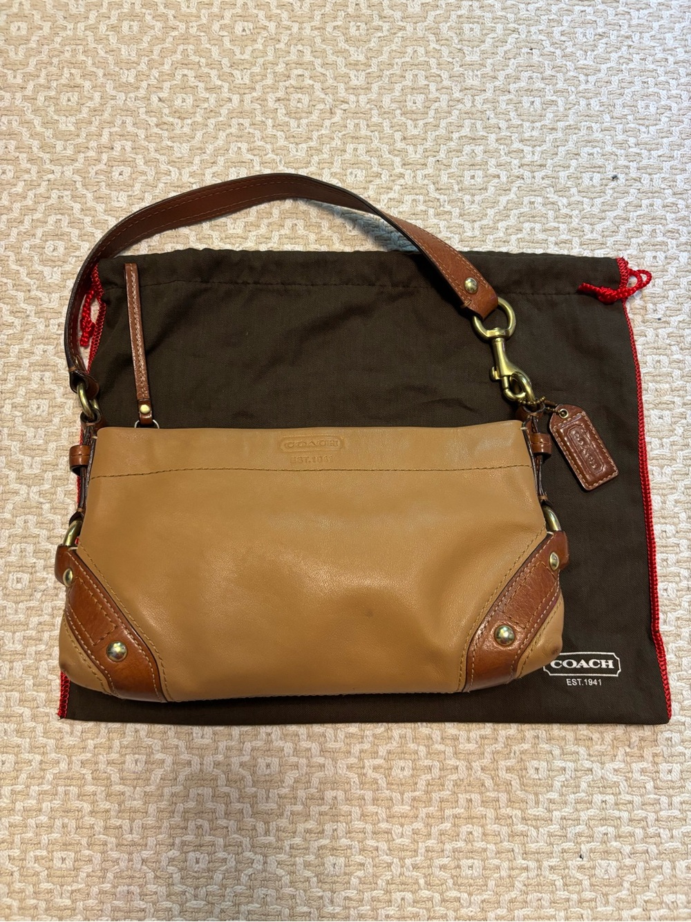 Coach Two-Tone Tan & Brown Leather Mini Shoulder Bag